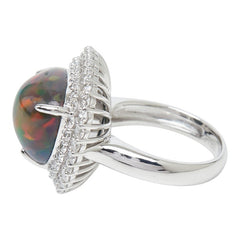 Pt950 プラチナ オパール スモークオパール5.65ct ダイヤ1.90ct リング 指輪 レディース 11.5号 【中古】