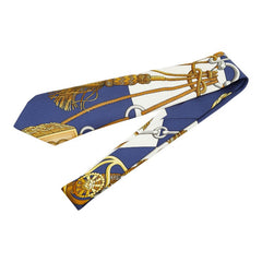 エルメス Cliquetis クリケティス ネクタイ ブルー ホワイト イエロー シルク メンズ HERMES 【中古】