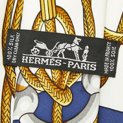 エルメス Cliquetis クリケティス ネクタイ ブルー ホワイト イエロー シルク メンズ HERMES 【中古】