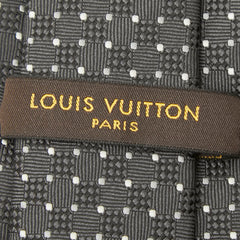ルイ ヴィトン ダミエ ネクタイ ブラック シルク メンズ LOUIS VUITTON 【中古】