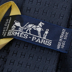 エルメス ファソネ H H織りタイ ネクタイ ネイビー シルク メンズ HERMES 【中古】