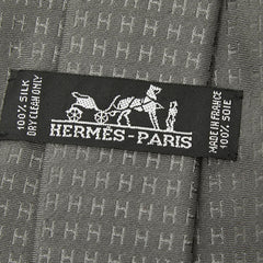 エルメス H織りタイ ファソネ H ネクタイ グレー シルク メンズ HERMES 【中古】