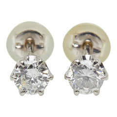 Pt900 プラチナ K14WG ホワイトゴールド ダイヤモンド ダイヤ0.55ct スタッドピアス ピアス レディース 【中古】