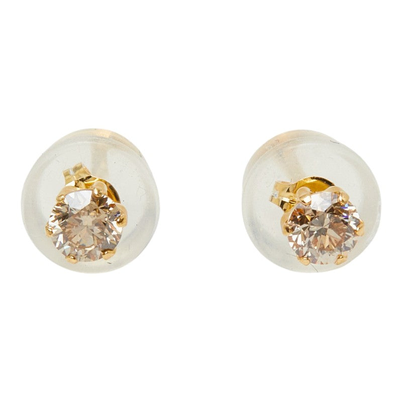 K18YG イエローゴールド ダイヤモンド ダイヤ0.20ct スタッドピアス ピアス レディース 【中古】