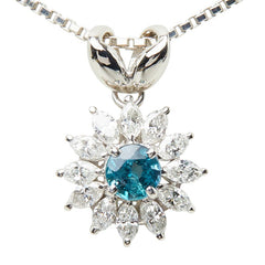 Pt900 プラチナ Pt850 プラチナ アレキサンドライト アレキサンドライト0.34ct ダイヤ0.45ct フラワーモチーフ ペンダントトップ ネックレス レディース 【中古】