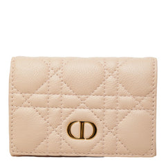 ディオール カナージュ カロ グリシン 二つ折り財布 ピンク カーフ レディース Dior 中古