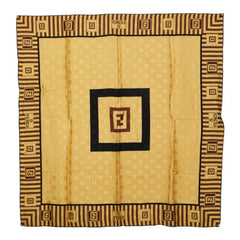 フェンディ ズッカ スカーフ 大判 イエロー ブラック シルク レディース FENDI 中古