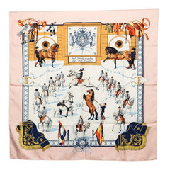 エルメス カレ90 王立アンダルシア馬術学校 スカーフ ピンク マルチカラー シルク レディース HERMES 中古
