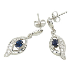 Pt850 プラチナ サファイア ダイヤモンド サファイア0.47ct ダイヤ0.12ct しずく型モチーフ 雫 ピアス レディース 中古