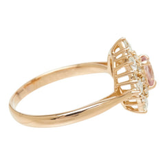 パパラチャサファイヤ K18PG ピンクゴールド パパラチャサファイヤ(ピンクオレンジ)0.385ct ダイヤ0.56ct フラワーモチーフ リング 指輪 レディース 11.5号 中古
