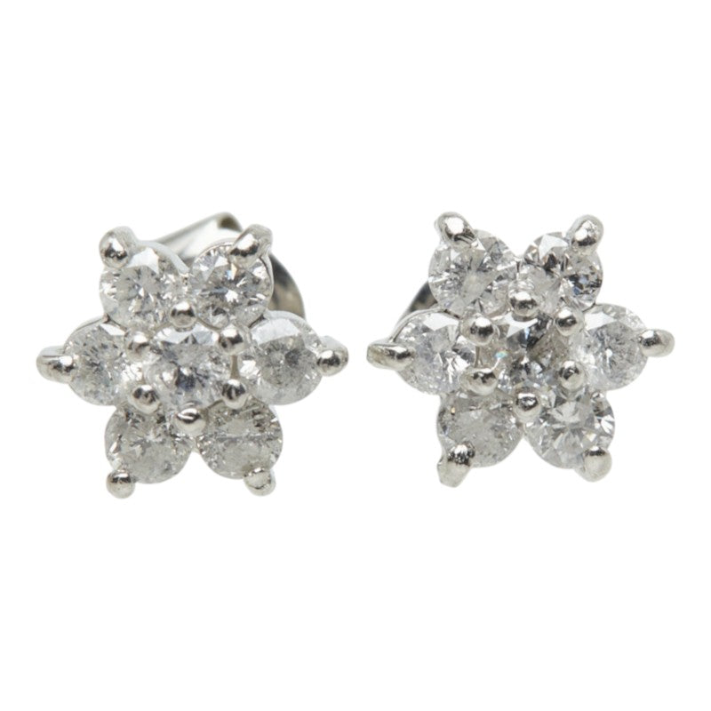 Pt900 プラチナ ダイヤモンド ダイヤ0.50ct スノーモチーフ ピアス レディース 中古