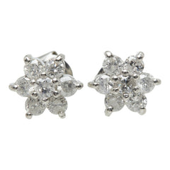 Pt900 プラチナ ダイヤモンド ダイヤ0.50ct スノーモチーフ ピアス レディース 中古