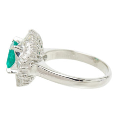カメリア Pt850 プラチナ エメラルド ダイヤモンド エメラルド1.08ct ダイヤ0.77ct フラワーモチーフ リング 指輪 レディース CAMELLIA 12号 中古