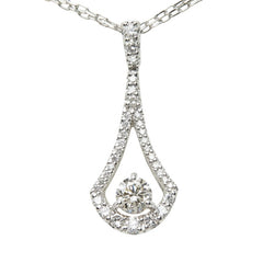 K18WG ホワイトゴールド K14WG ホワイトゴールド ダイヤモンド ダイヤ0.311ct ダイヤ0.29ct しずく型モチーフ ドロップ 雫 ペンダント ネックレス レディース QU7184刻印 中古