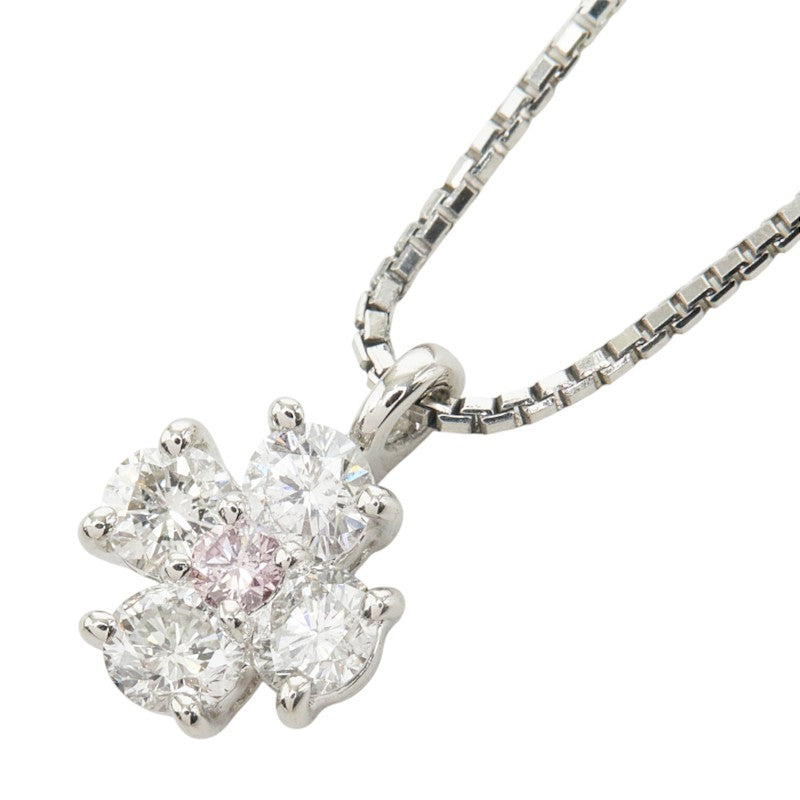 ピンクダイヤモンド ダイヤモンド Pt900 プラチナ/Pt850 プラチナ ダイヤ0.50ct フラワーモチーフ ペンダント ネックレス レディース 中古