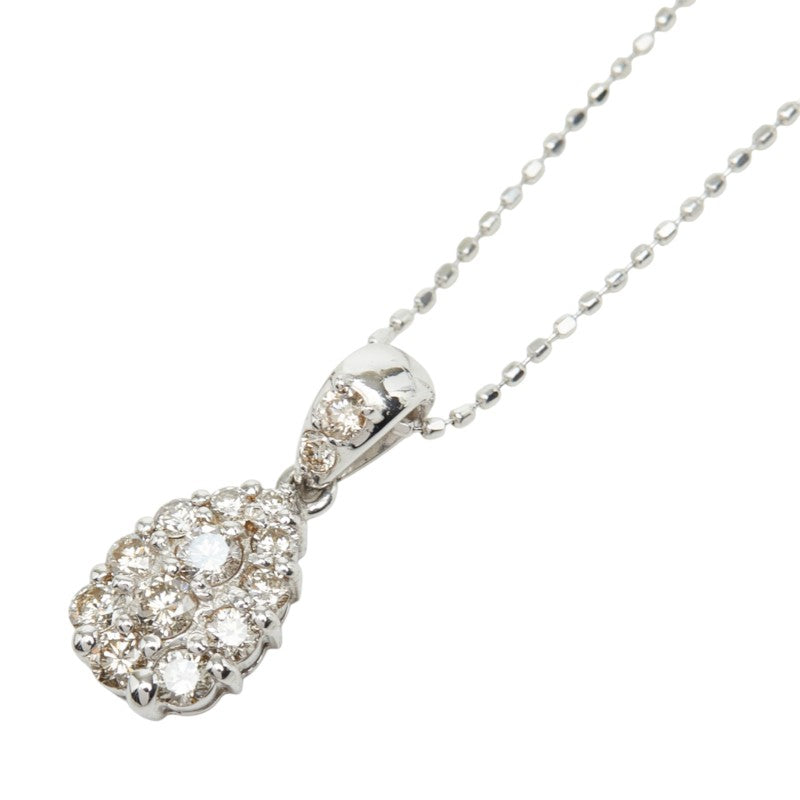 K18WG ホワイトゴールド ダイヤモンド ダイヤ0.50ct しずく型モチーフ 雫 ドロップ ペンダント ネックレス レディース 中古