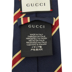 グッチ ストライプ ネクタイ ネイビー レッド イエロー シルク メンズ GUCCI 中古