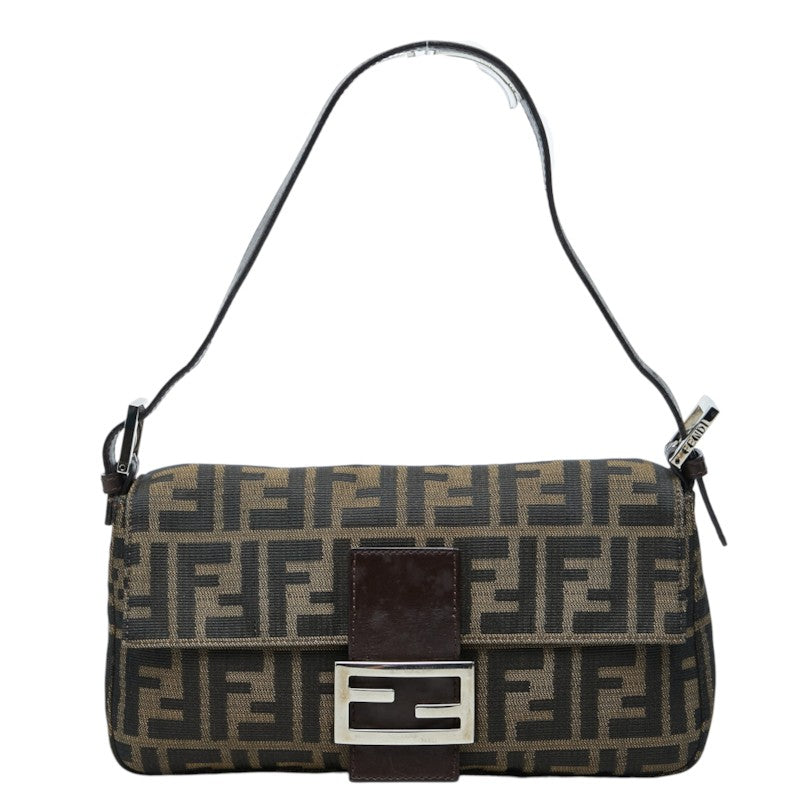 フェンディ ズッカ マンマバケット ハンドバッグ ワンショルダーバッグ 26424 ブラウン キャンバス レザー レディース FENDI 中古