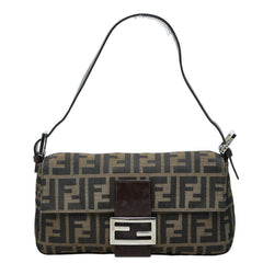 フェンディ ズッカ マンマバケット ハンドバッグ ワンショルダーバッグ 26424 ブラウン キャンバス レザー レディース FENDI 中古