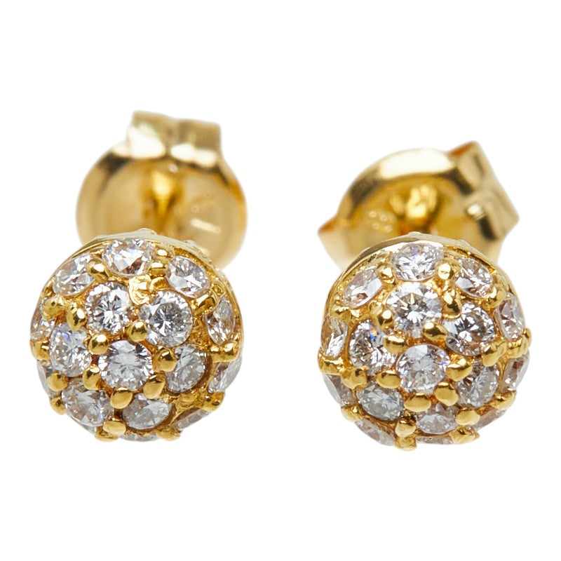 ダイヤモンド K18YG イエローゴールド ダイヤ0.28ct パヴェ ボール ピアス ピアス レディース 中古