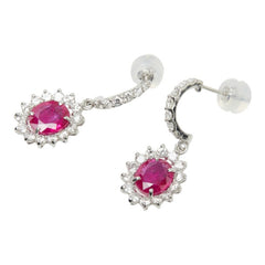 ルビー ダイヤモンド Pt950 プラチナ/Pt900 プラチナ ルビー1.763ct ダイヤ0.86ct フラワーモチーフ ピアス レディース 中古