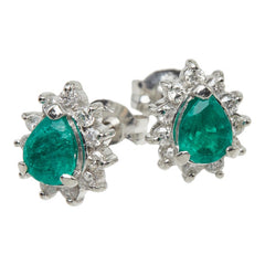 エメラルド ダイヤモンド Pt850 プラチナ エメラルド0.60ct ダイヤ0.24ct シェイプ 雫 モチーフ ピアス レディース 中古
