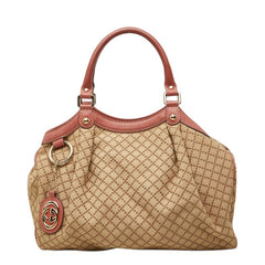 グッチ ディアマンテ スーキー ハンドバッグ 211944 ベージュ ピンク キャンバス レザー レディース GUCCI 中古