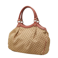 グッチ ディアマンテ スーキー ハンドバッグ 211944 ベージュ ピンク キャンバス レザー レディース GUCCI 中古