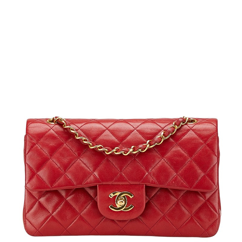 シャネル マトラッセ23 ダブルフラップ ココマーク チェーン ショルダーバッグ レッド ラムスキン レディース CHANEL 【中古】