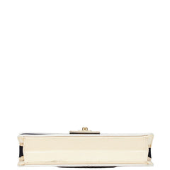 シャネル ココマーク キルティング チェーン ミニショルダーバッグ ネイビー ホワイト キャンバス パテントレザー レザー レディース CHANEL 【中古】