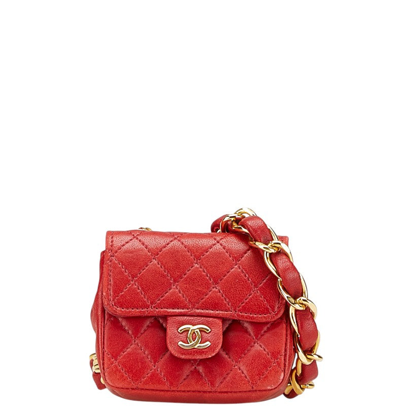 シャネル ココマーク ミニミニマトラッセ チェーン ミニショルダーバッグ A2000 レッド ラムスキン レディース CHANEL 【中古】