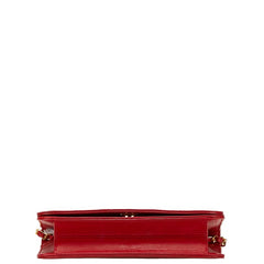 シャネル ココマーク マトラッセ チェーン ショルダーバッグ レッド ラムスキン レディース CHANEL 【中古】