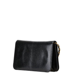 シャネル ココマーク チェーン ショルダーバッグ ブラック リザード レディース CHANEL 【中古】