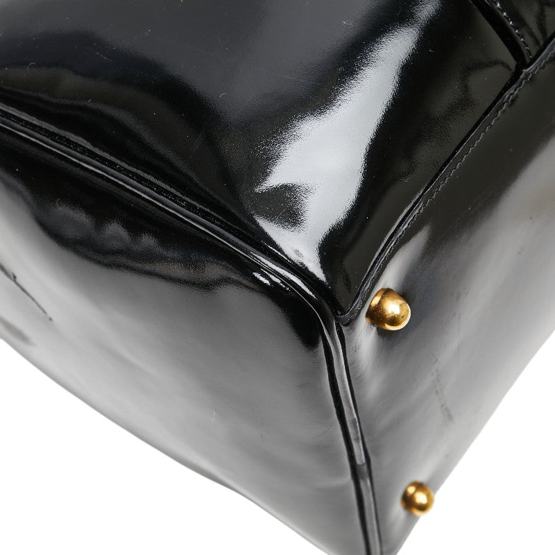 シャネル ココマーク ボストンバッグ ショルダーバッグ 2WAY ブラック パテントレザー レディース CHANEL 【中古】