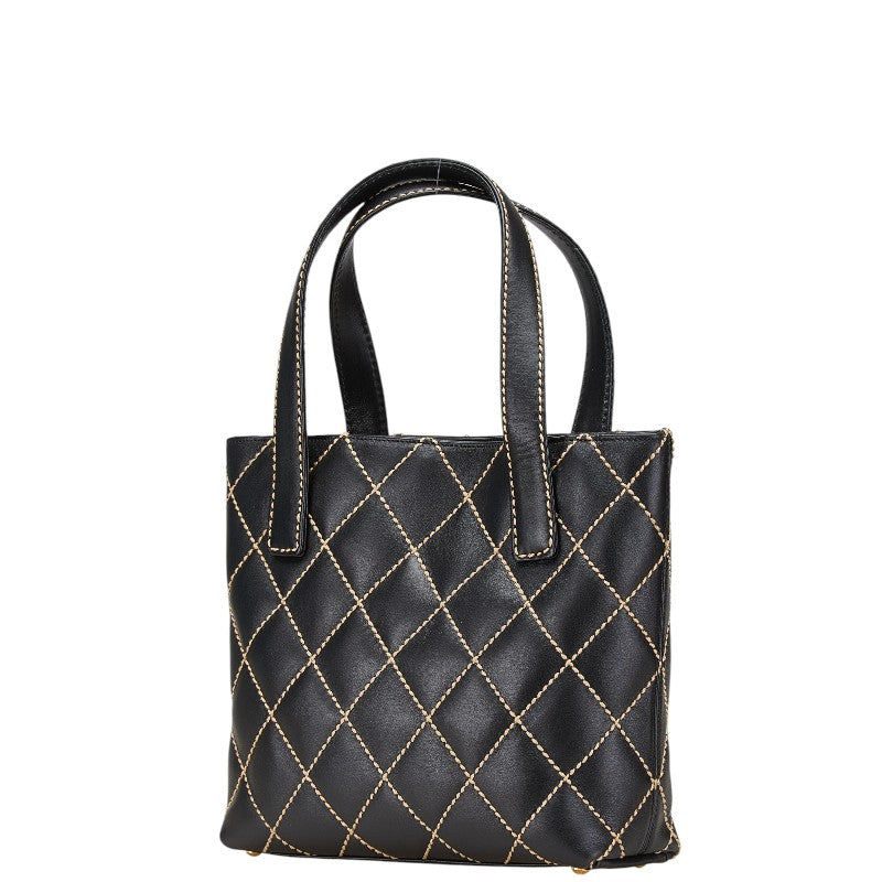 シャネル ワイルドステッチ ココマーク トートバッグ ブラック ラムスキン レディース CHANEL 【中古】