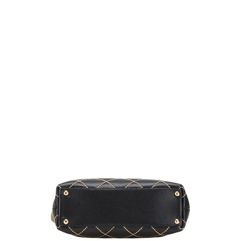 シャネル ワイルドステッチ ココマーク トートバッグ ブラック ラムスキン レディース CHANEL 【中古】