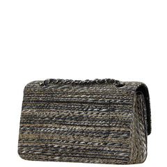 シャネル マトラッセ ココマーク ダブルフラップ チェーン ショルダーバッグ ハンドバッグ ブラック マルチカラー ツイード レザー レディース CHANEL 【中古】