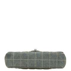 シャネル ココマーク チョコバー チェーン ショルダーバッグ ライトブルー ブラック デニム レザー レディース CHANEL 【中古】