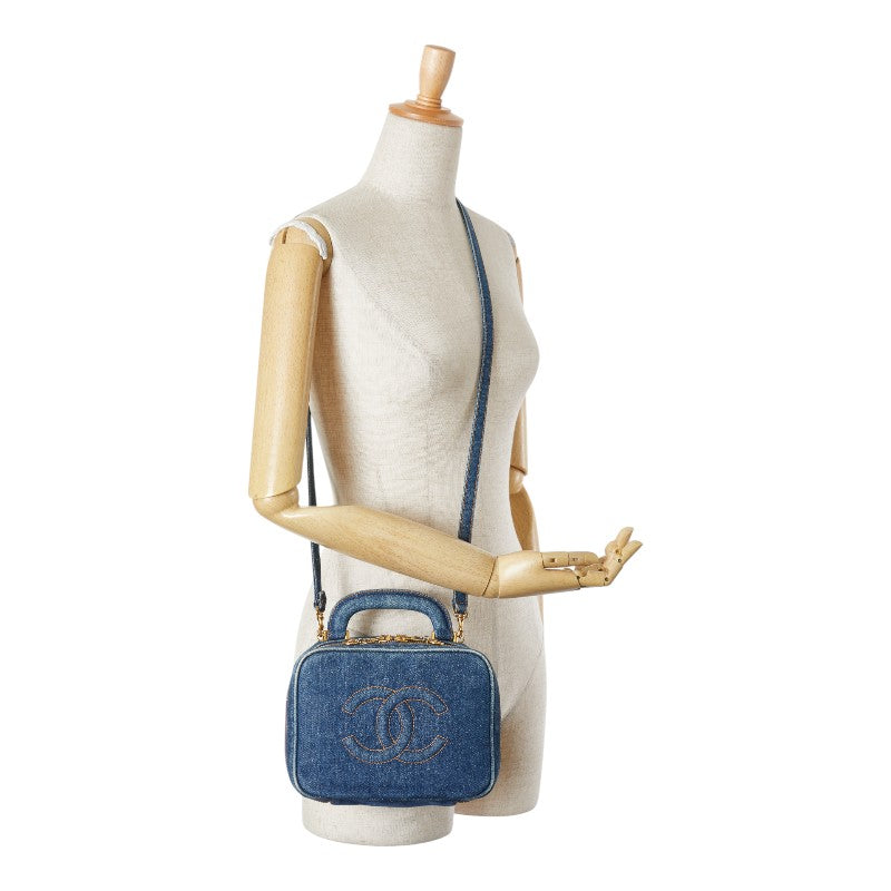 シャネル ココマーク バニティバッグ ショルダーバッグ 2WAY インディゴブルー デニム レディース CHANEL 【中古】