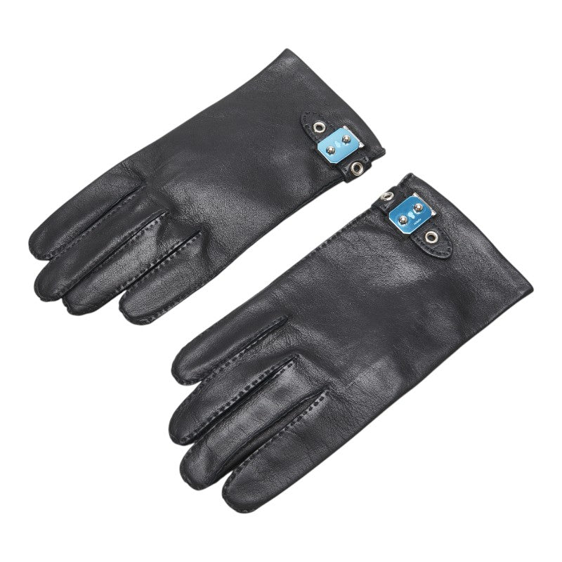 エルメス グローブ #8 ブラック レザー メンズ HERMES 【中古】