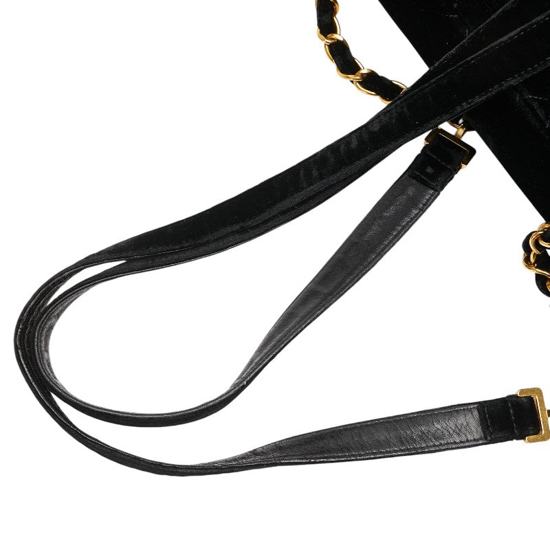 シャネル マトラッセ25 ココマーク チェーン リュック バックパック ブラック ベロア レザー レディース CHANEL 【中古】
