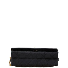 シャネル マトラッセ ラインストーン チェーン ショルダーバッグ ブラック サテン レザー レディース CHANEL 【中古】