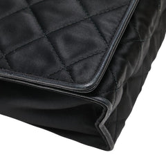 シャネル マトラッセ ラインストーン チェーン ショルダーバッグ ブラック サテン レザー レディース CHANEL 【中古】