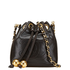 シャネル ココマーク チェーン ショルダーバッグ ブラック ラムスキン レディース CHANEL 【中古】