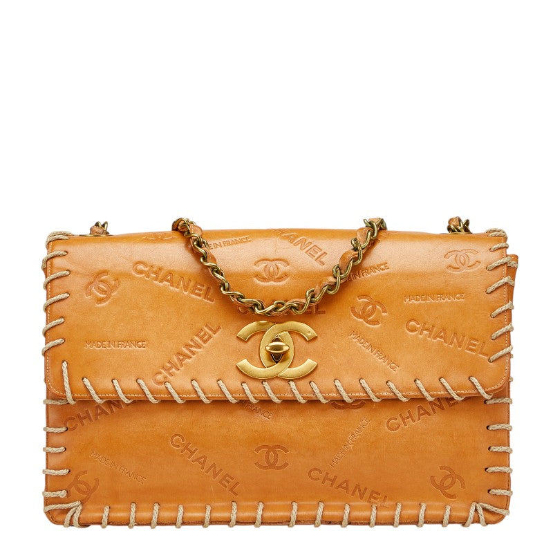 シャネル ココマーク ロゴ チェーン ショルダーバッグ ブラウン レザー レディース CHANEL 【中古】