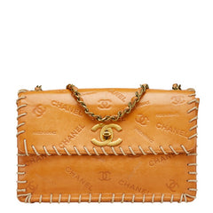 シャネル ココマーク ロゴ チェーン ショルダーバッグ ブラウン レザー レディース CHANEL 【中古】