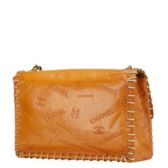 シャネル ココマーク ロゴ チェーン ショルダーバッグ ブラウン レザー レディース CHANEL 【中古】