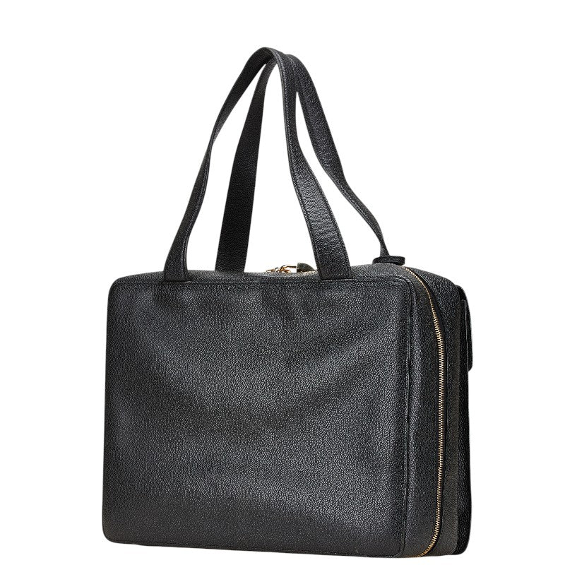 シャネル ココマーク ビジネスバッグ ブリーフケース ブラック キャビアスキン メンズ CHANEL 【中古】