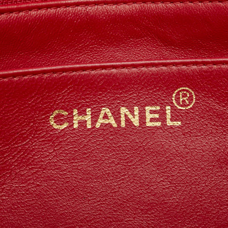 シャネル シェブロン V字ステッチ ココマーク ハンドバッグ ショルダーバッグ 2WAY レッド ラムスキン レディース CHANEL 【中古】