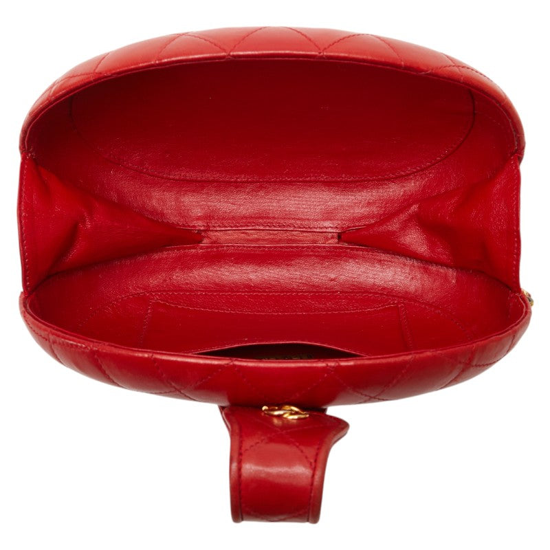 シャネル マトラッセ ココマーク ポーチ レッド ラムスキン レディース CHANEL 【中古】